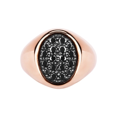 Bague diamants noirs en or rose 18 carats 
