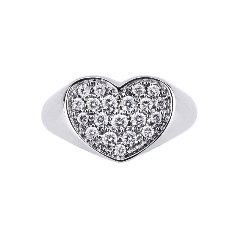 Bague pavé pour femme en or blanc 18k