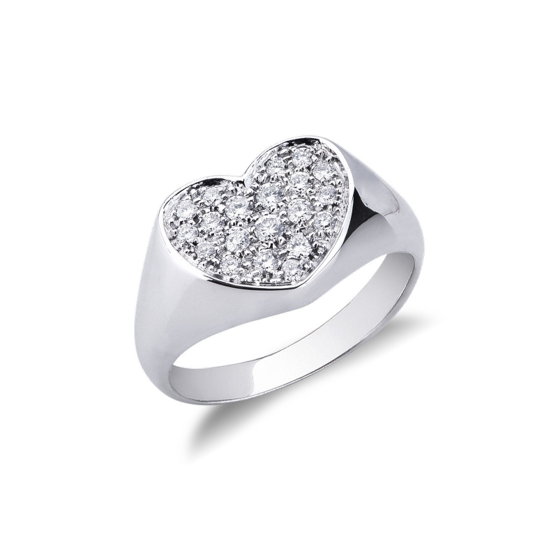 Bague pavé pour femme en or blanc 18k
