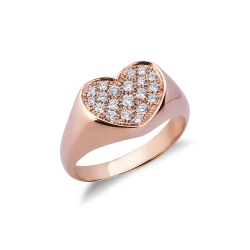 Bague pavé en or rose 18 carats avec des diamants
