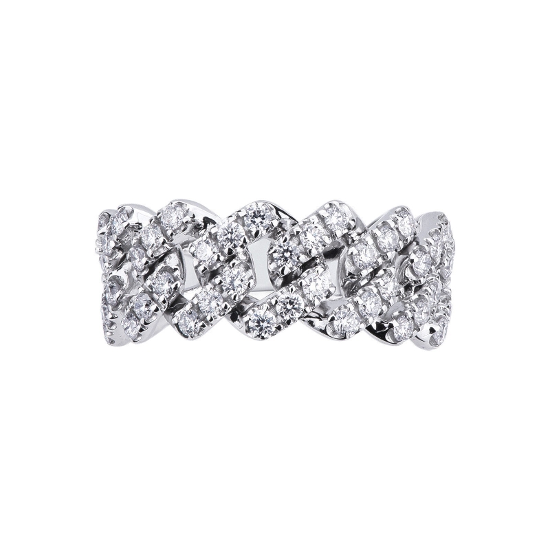 Bague Cuban Link en or blanc 18k et diamants