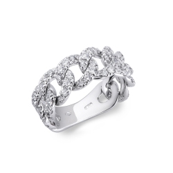 Bague rigide Groumette avec diamants en or blanc 18k