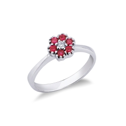 Bague femme en or blanc 18k en forme de fleur