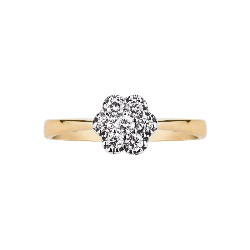 Bague illusion en or blanc et jaune 18 carats avec des diamants
