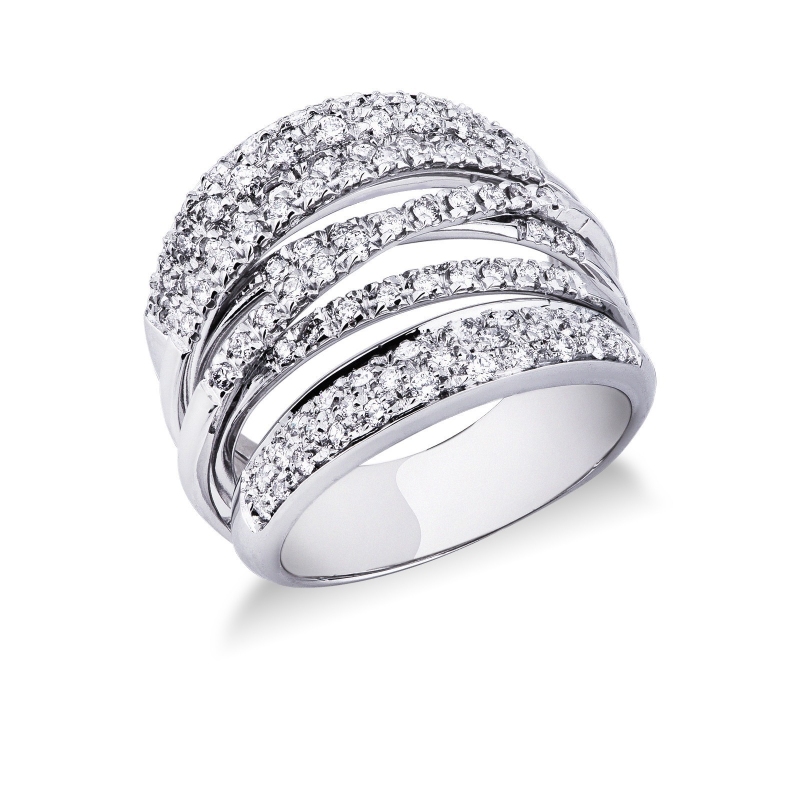 Bague femme en or blanc 18k avec diamants
