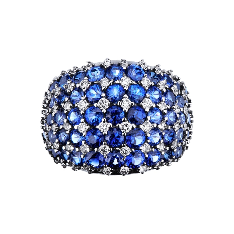 Bague saphir bleu et diamant