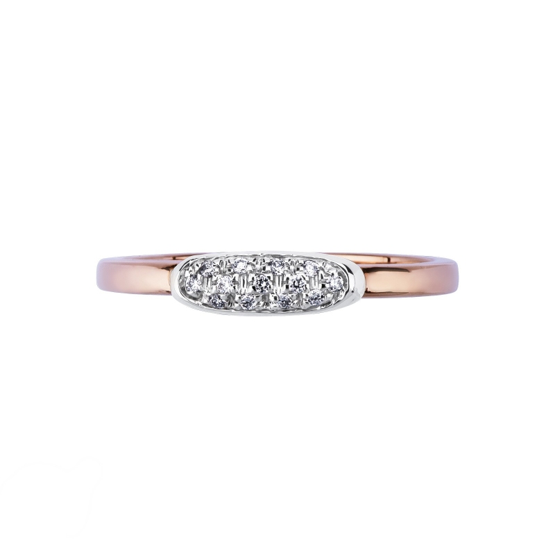 Bague design en or rose et blanc avec diamants