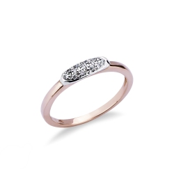 Bague design en or rose et blanc avec diamants