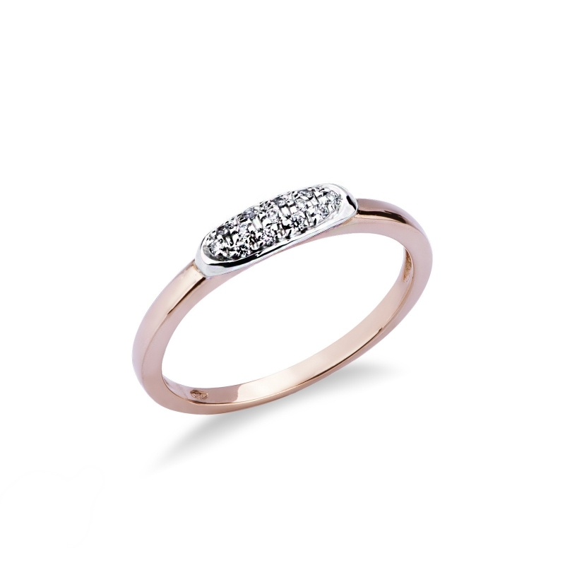 Bague design en or rose et blanc avec diamants