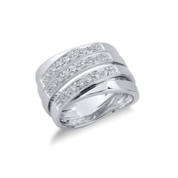 Bague jonc en or blanc avec trois lignes de diamants