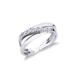 Bague croisée en or blanc 750 avec diamants