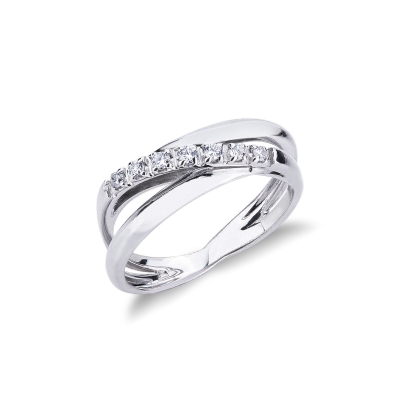 Bague croisée en or blanc 750 avec diamants