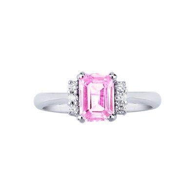 Bague en or blanc 18 carats avec saphir rose