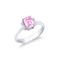 Bague en or blanc 18 carats avec saphir rose