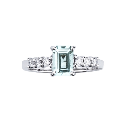 Bague avec brillants et aquamarine rectangulaire