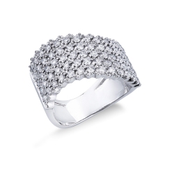 Bague bandeau or blanc 18k avec diamants
