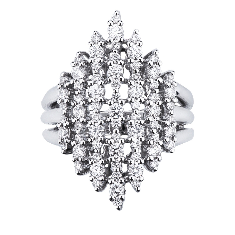 Bague design femme or blanc diamant