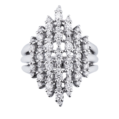 Bague design femme or blanc diamant