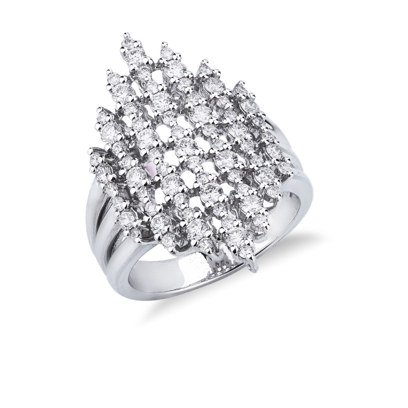 Bague design femme or blanc diamant
