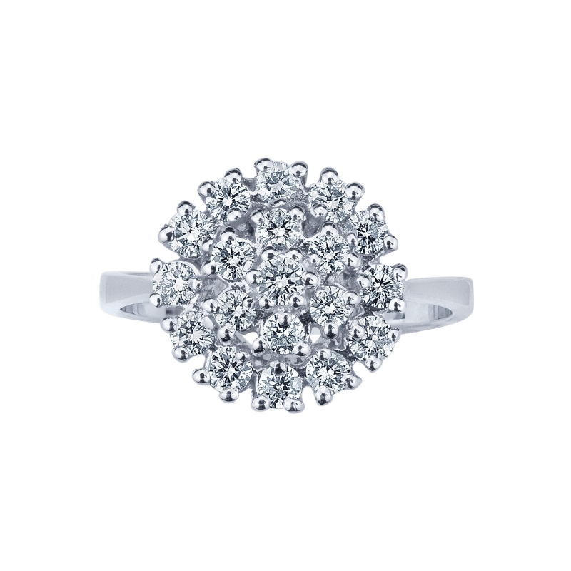Bague pavé rond en Or Blanc 18k avec diamants