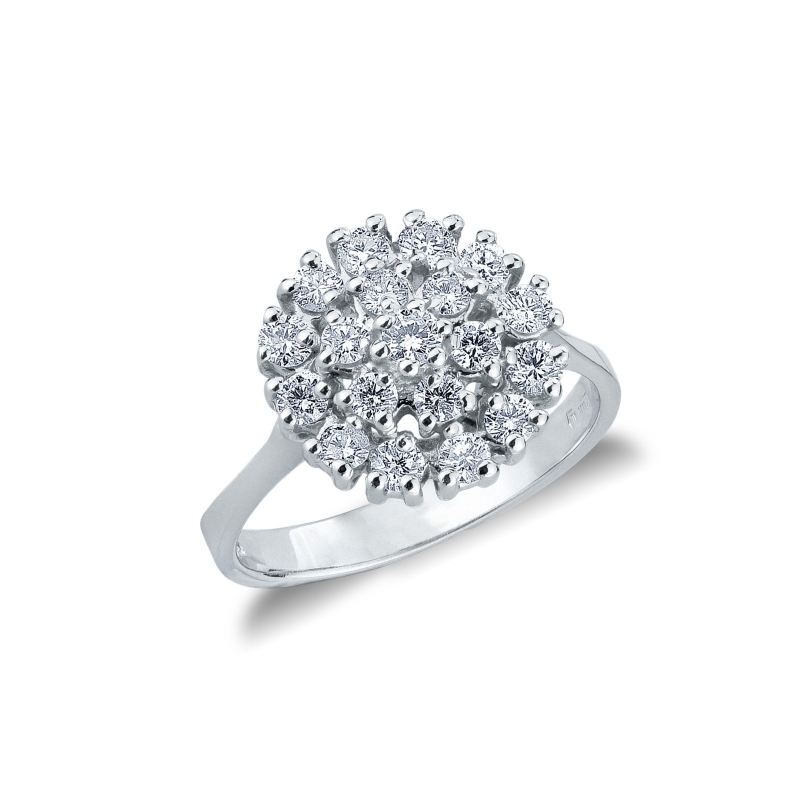 Bague pavé rond en Or Blanc 18k avec diamants