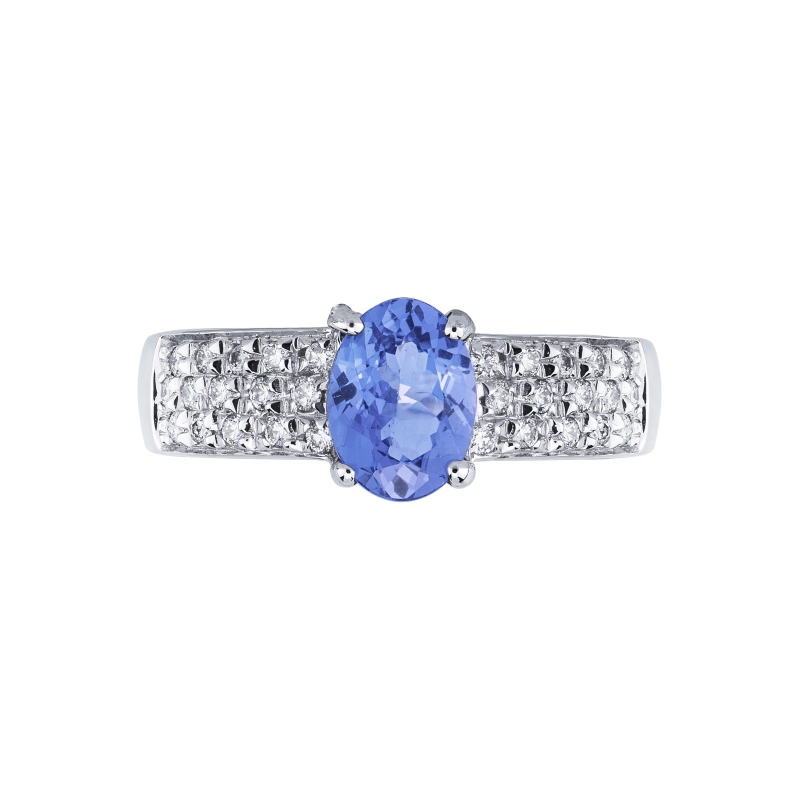 Bague bandeau en or blanc 18k avec une tanzanite