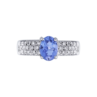 Bague bandeau en or blanc 18k avec une tanzanite