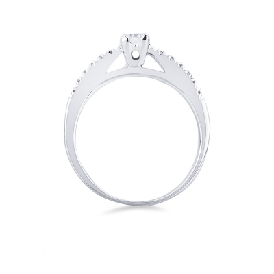 Bague Alliance en Or Blanc 18k avec Diamant central 0.15 ct