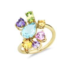Bague multicolore en or jaune 18k
