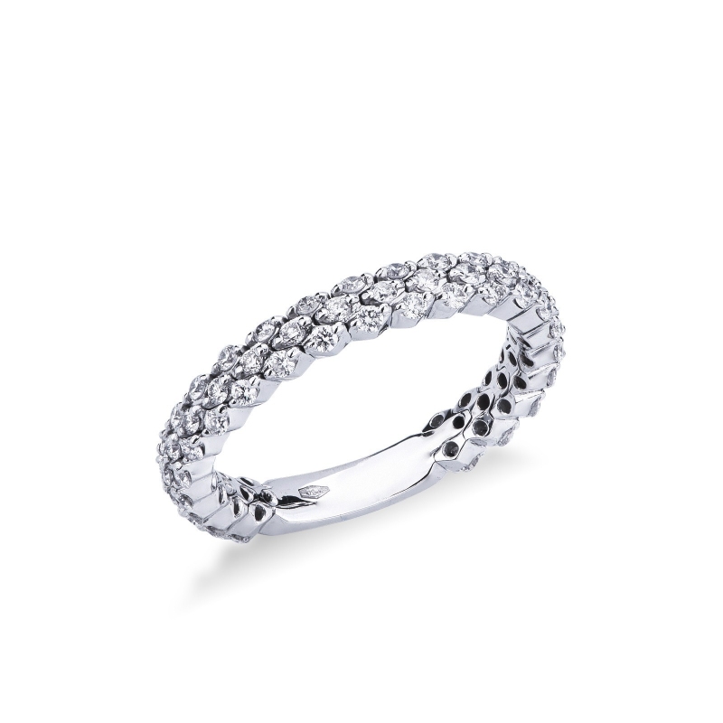 Bague triple rang en Or Blanc 18 carats avec diamants