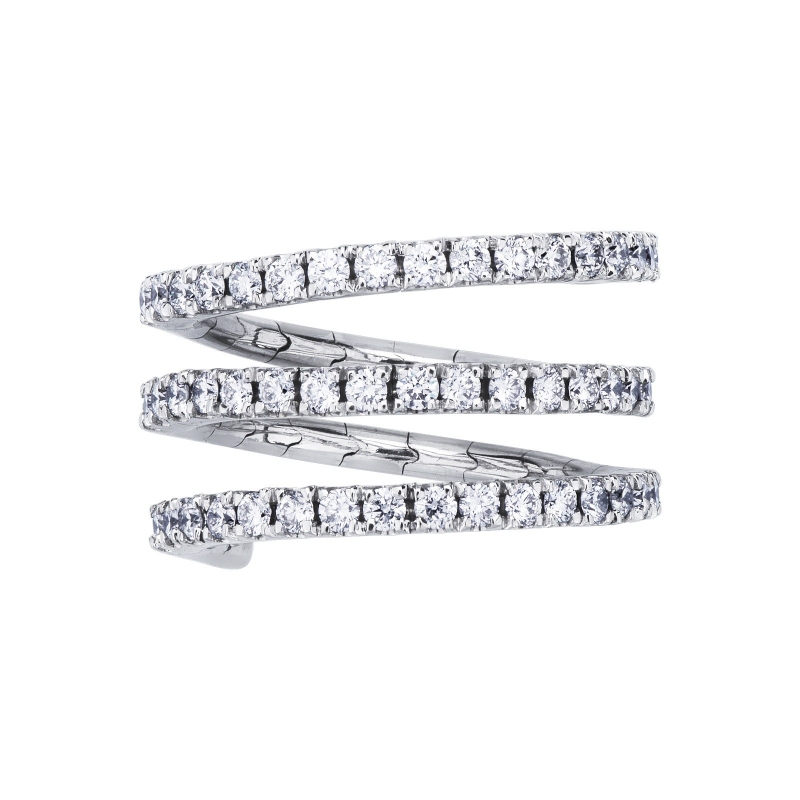 Bague spirale en or blanc et or jaune 18k avec diamant