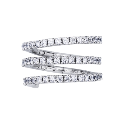 Bague spirale en or blanc et or jaune 18k avec diamant