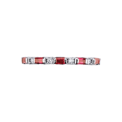 Bague or blanc diamant et rubis