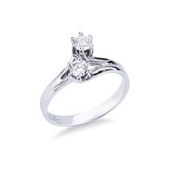 Bague contrarié en or blanc avec deux diamants