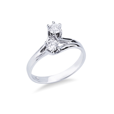 Bague contrarié en or blanc avec deux diamants