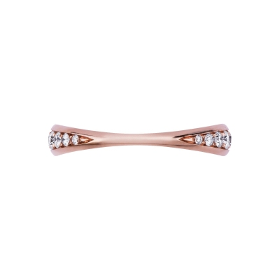 Bague en or rose 18k avec diamants en motif segmenté