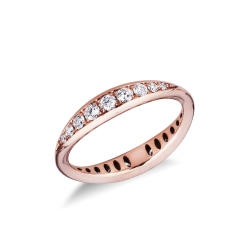 Bague en or rose 18k avec diamants en motif segmenté