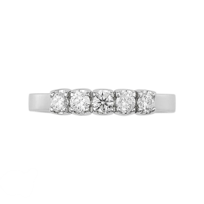 Bague à 5 pierres en or blanc 18k avec diamants