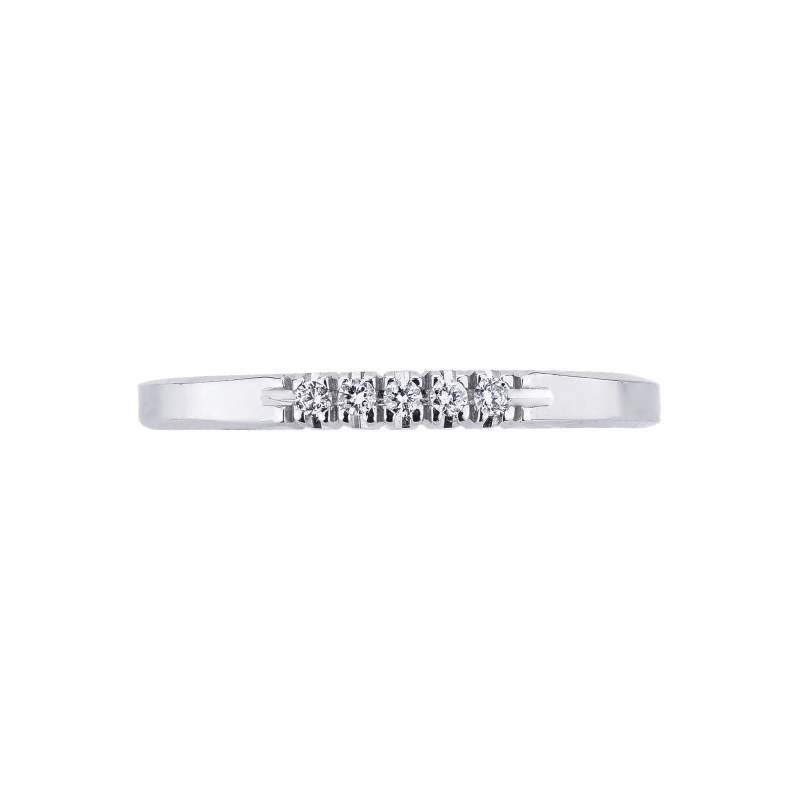 Bague demi tour en or blanc 18k et 5 diamants