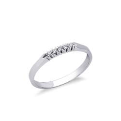 Bague demi tour en or blanc 18k et 5 diamants