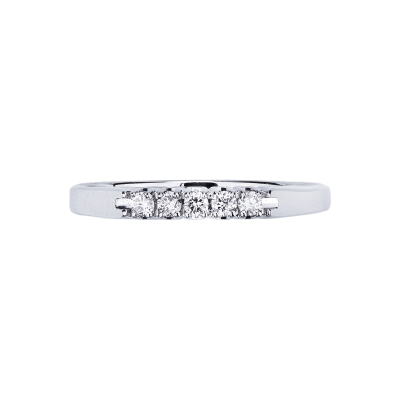 Bague 5 pierres en Or Blanc 18k avec diamants