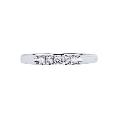 Bague 5 pierres en Or Blanc 18k avec diamants