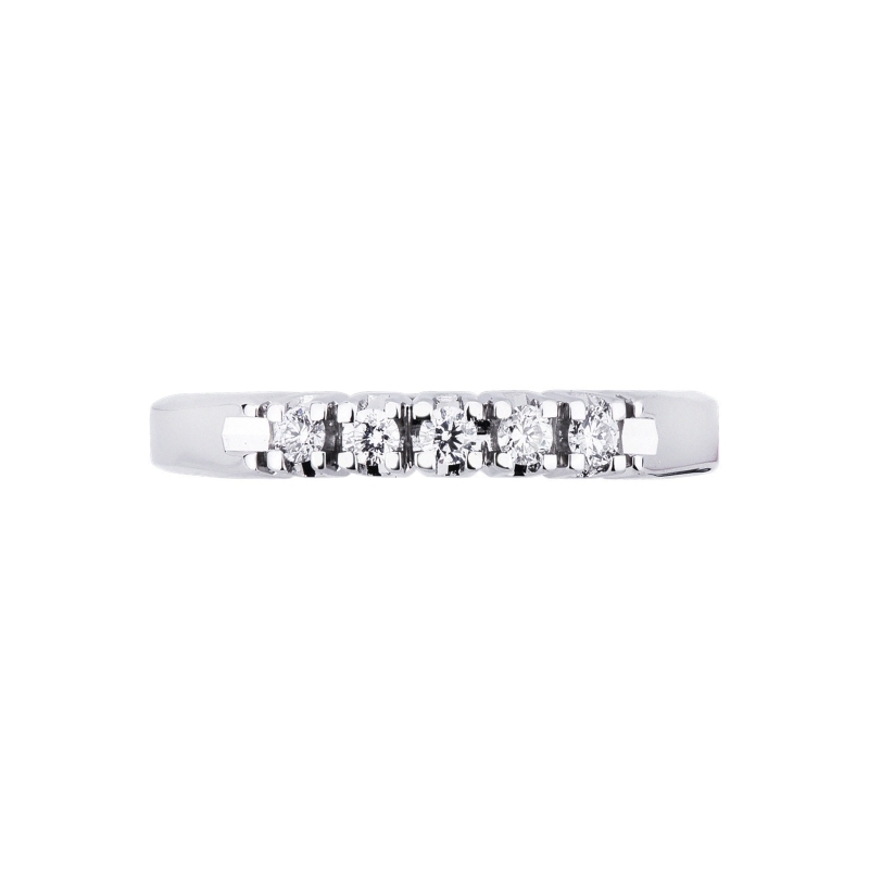 Demi-alliance à 5 pierres 0.20 ct en or blanc 18k 