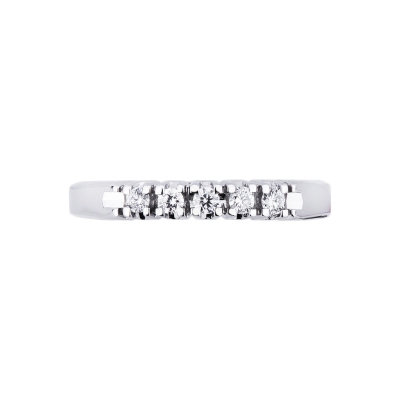 Demi-alliance à 5 pierres 0.20 ct en or blanc 18k 