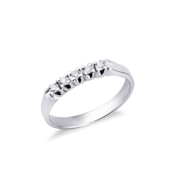 Demi-alliance à 5 pierres 0.20 ct en or blanc 18k 