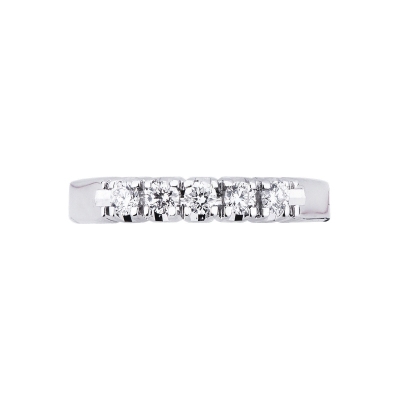 Alliance demi tour en or blanc 18k avec 5 diamants 0.25 ct