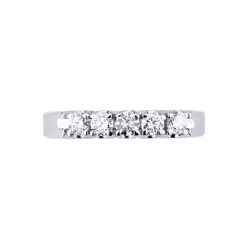 Alliance demi-tour 5 diamants 0.45 ct en or blanc 18k
