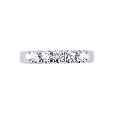 Alliance demi-tour 5 diamants 0.45 ct en or blanc 18k