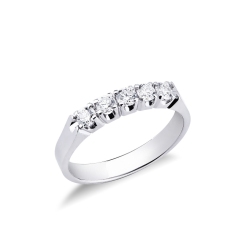 Alliance demi-tour 5 diamants 0.45 ct en or blanc 18k