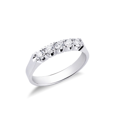 Alliance demi-tour 5 diamants 0.45 ct en or blanc 18k